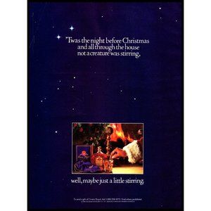 1987 Crown Royal Canadian Whisky Vintage Print Ad Christmas Tree Santa Fireplace